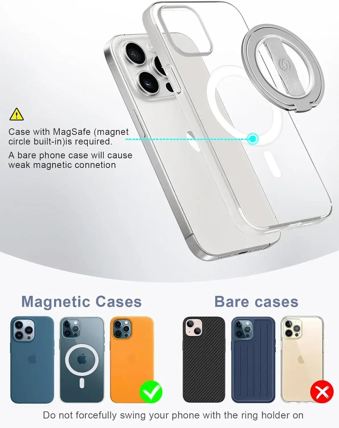 EWA MagOne 3rd MagSafe Phone Stand Magnetic Phone Ring Holder Kickstand Magnet Grip for All Phone Holder