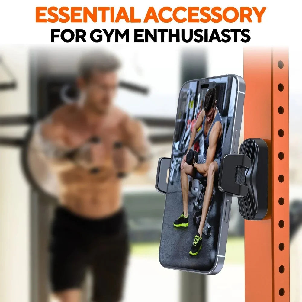 Magnetic Phone Holder 360° Adjustable Retractable Clamp Universal Hands‑Free Phone Mount for Gym Forklift Kitchen For Smartphone