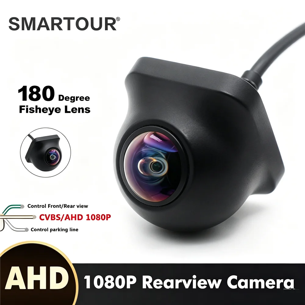 Wide Angle Fisheye Car Camera AHD 1080P CVBS Switchable, HD Night Vision IP68 Waterproof Front Rear View Reversing Parking Camer