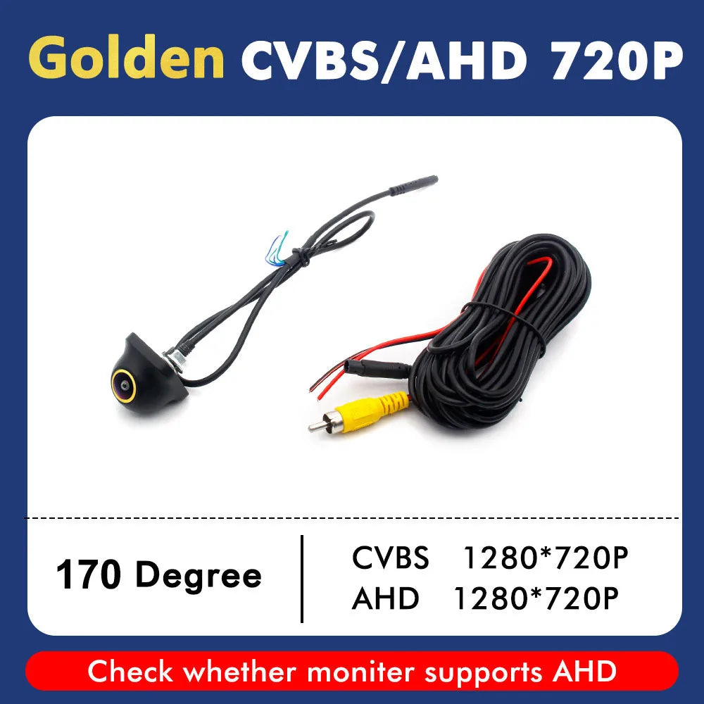 Wide Angle Fisheye Car Camera AHD 1080P CVBS Switchable, HD Night Vision IP68 Waterproof Front Rear View Reversing Parking Camer